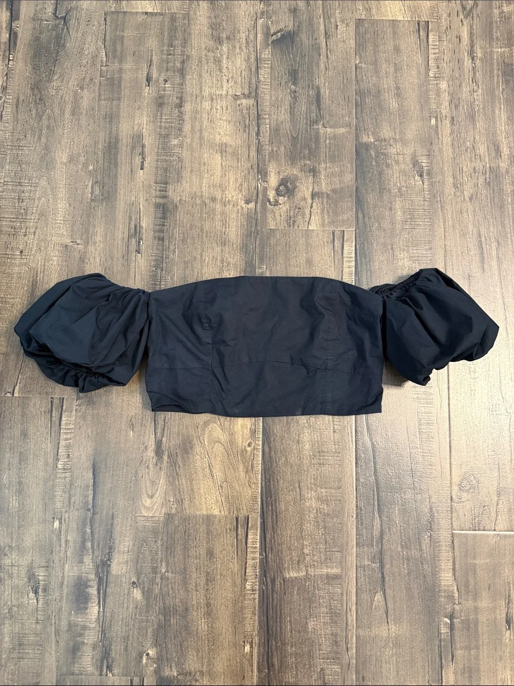 Abercrombie & Fitch Black Off-Shoulder Puff Sleeve Top